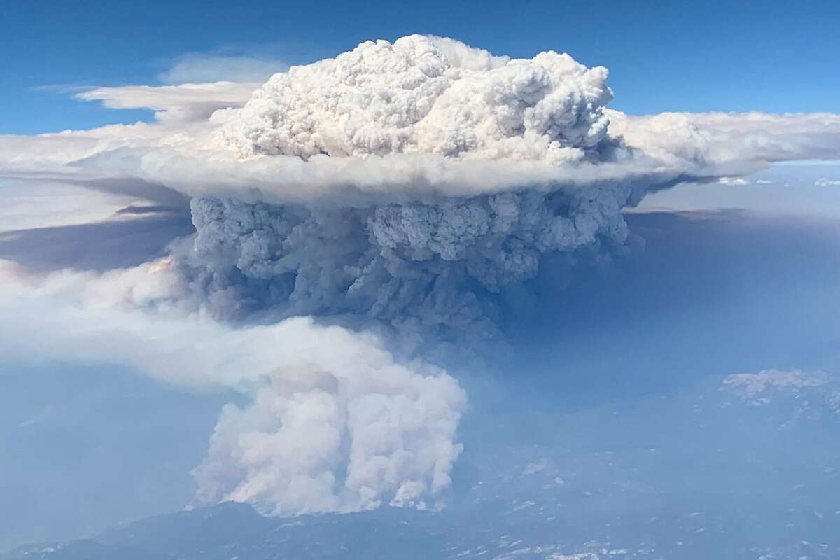 A cumulonimbus flammagenitus cloud also known as a pyrocumulonimbus cloud from the Creek Fire in the the Sierra National Forest as seen on September 5, 2020. Passenger Thalia Dockery took these photos on a Southwest Airlines, from San Jose to Las Vegas on September 5, 2020.