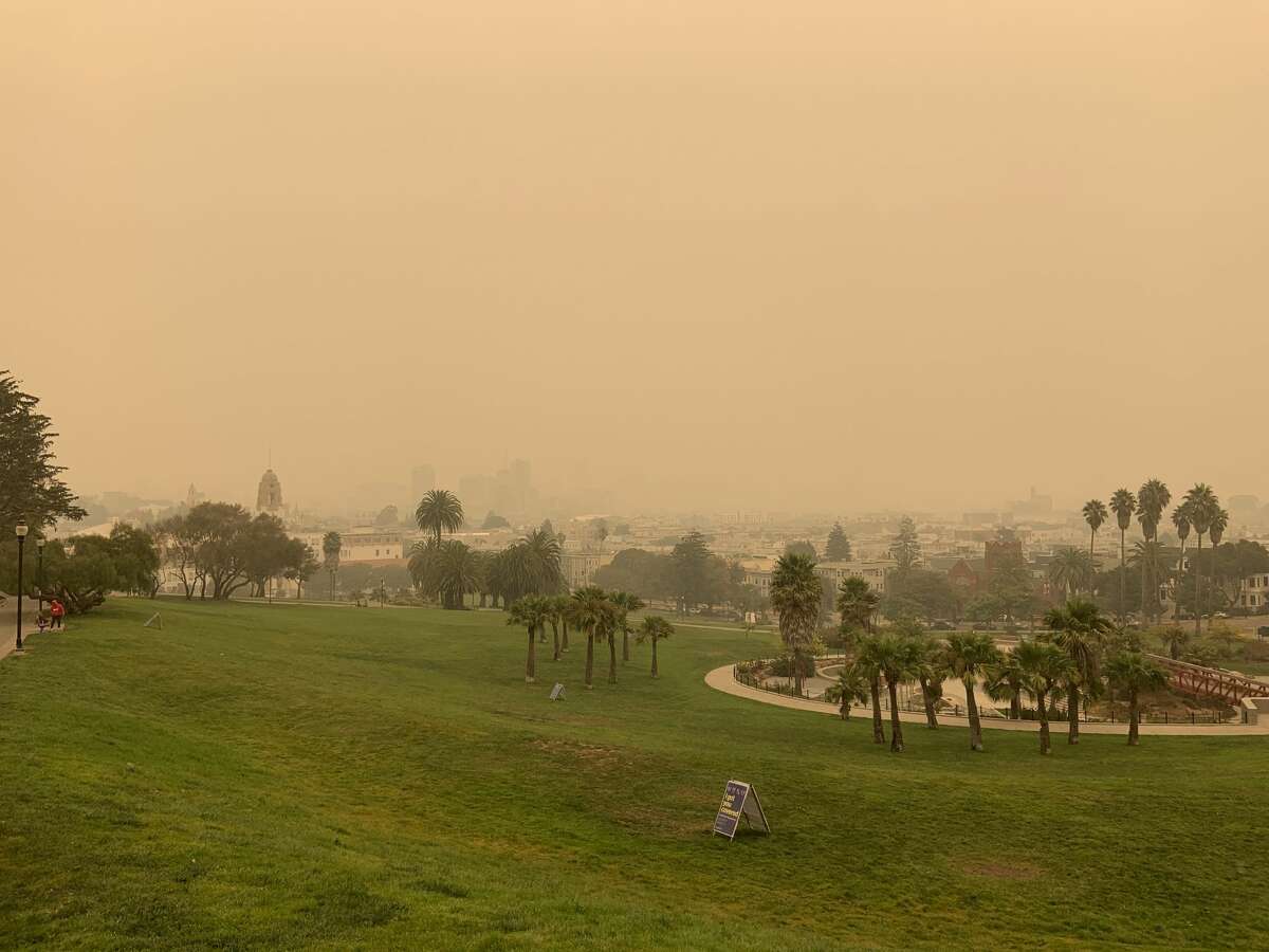 A smoke-filled sky over San Francisco's Dolores Park on Sept. 10. 2020.