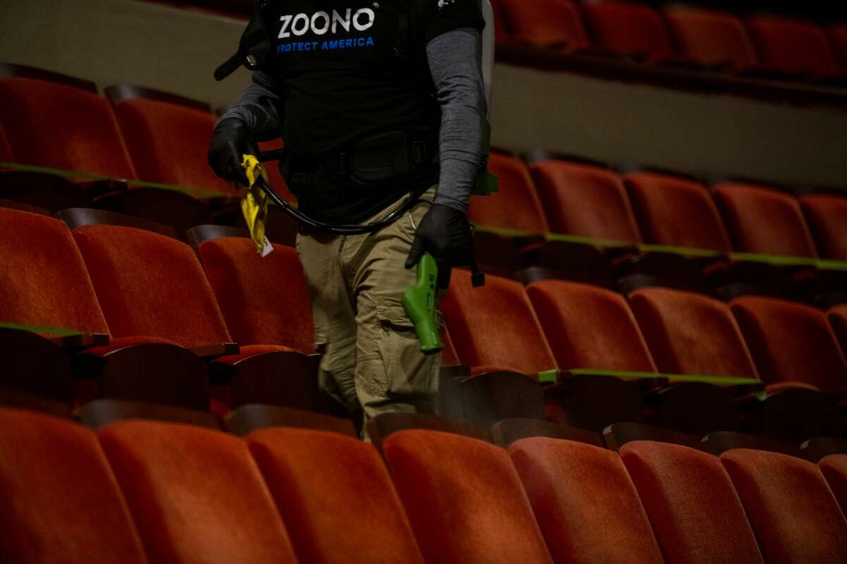 Zoono employees sanitize Thursday, Sept. 10, 2020 at the Wagner Noel Performing Arts Center. Jacy Lewis/Reporter-Telegram