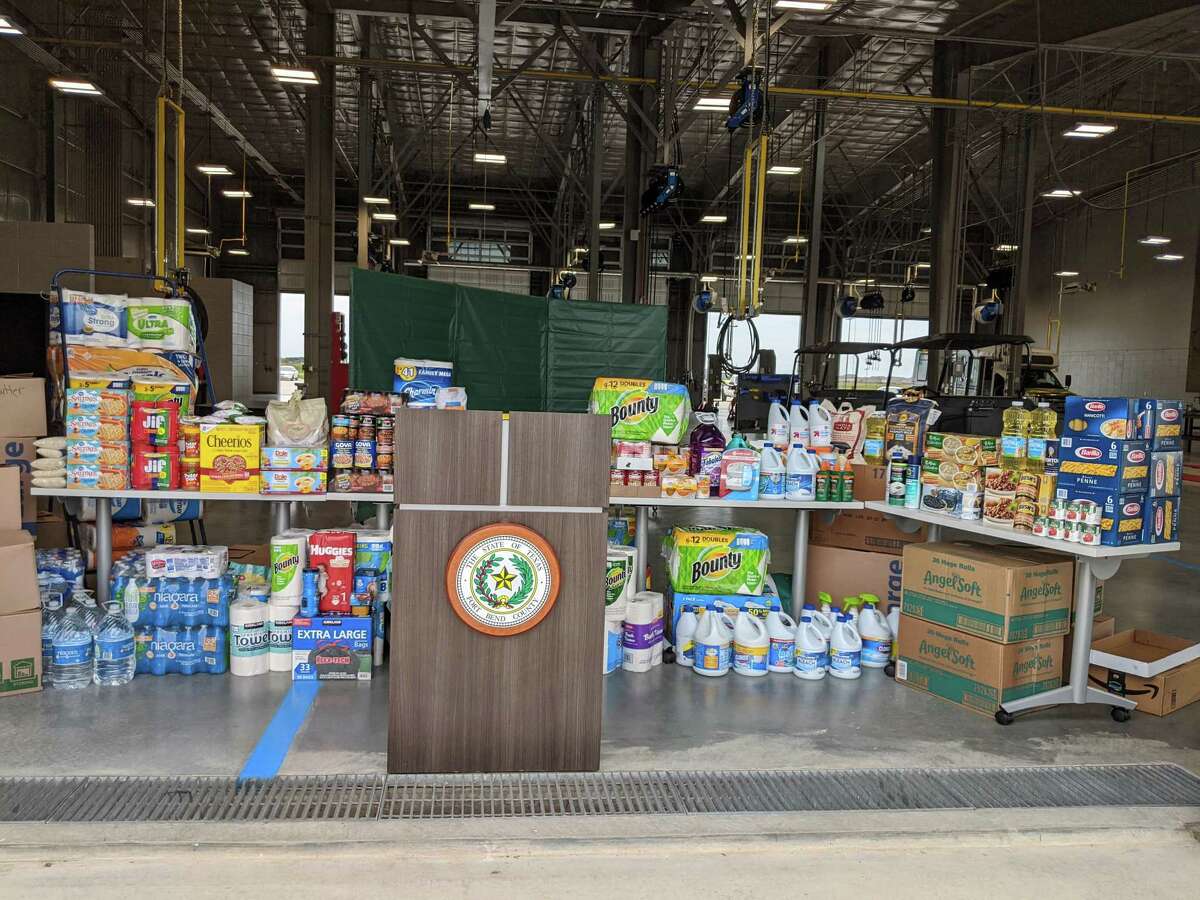 Food and cleansing products are prepared to head toward communities affected by Hurricane Laura, which roared through far east Texas and Louisiana. Fort Bend County Judge KP George and interfaith council helped raise the needed materials.