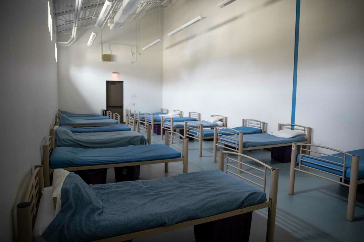 The Salvation Army emergency shelter in Conroe seen last fall. Social distancing has each cot farther apart than usual. Shelter officials are making more room for people by staging cots in large hallways and other parts of the facility during the cold weather.