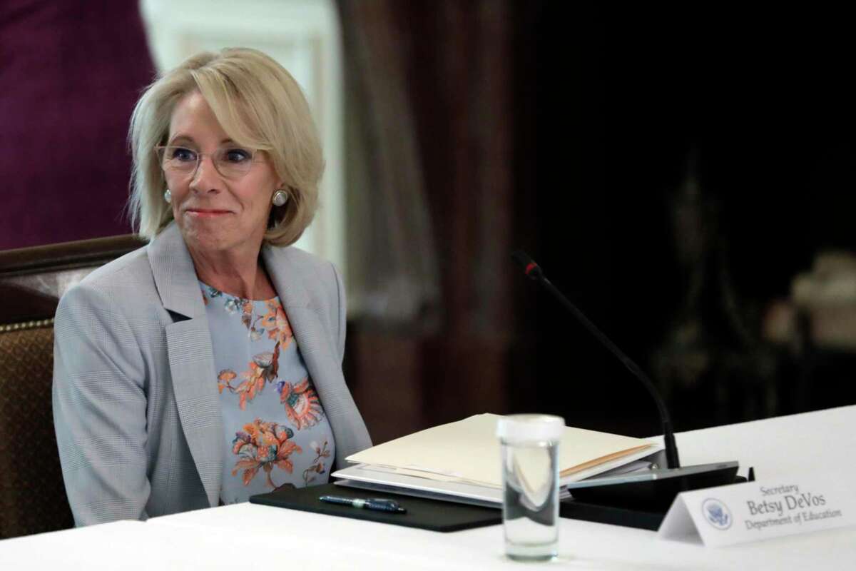 U.S. Education Secretary Betsy DeVos attends the American Workforce Policy Advisory Board Meeting at the White House in Washington, D.C, June 26.