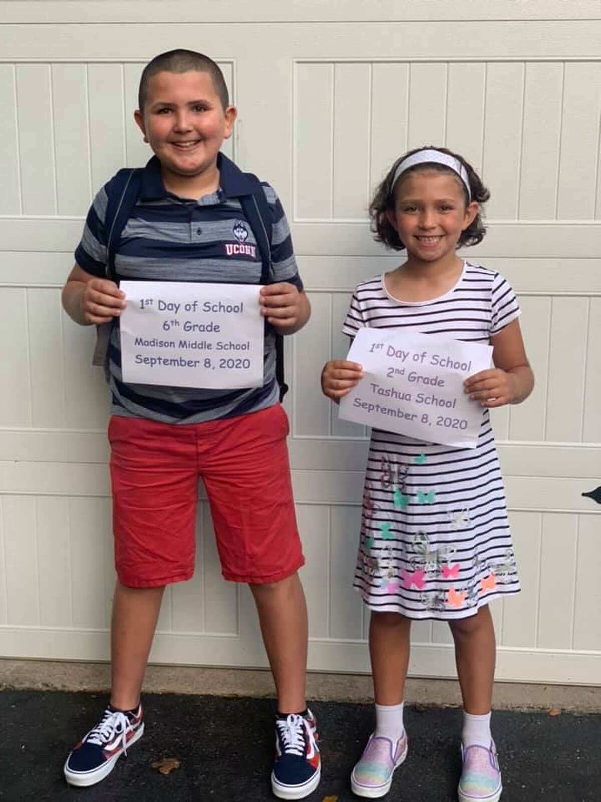 Parents' first day of school photos from around Trumbull on Sept. 8, 2020.