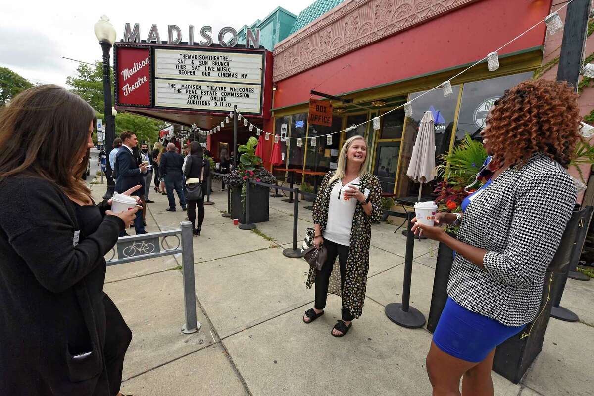 Left to right, Brianna Huynh from Latham, Holly Garcia from Rotterdam and Carla George from Watervliet enjoy coffee while lining up to audition for the reality show 