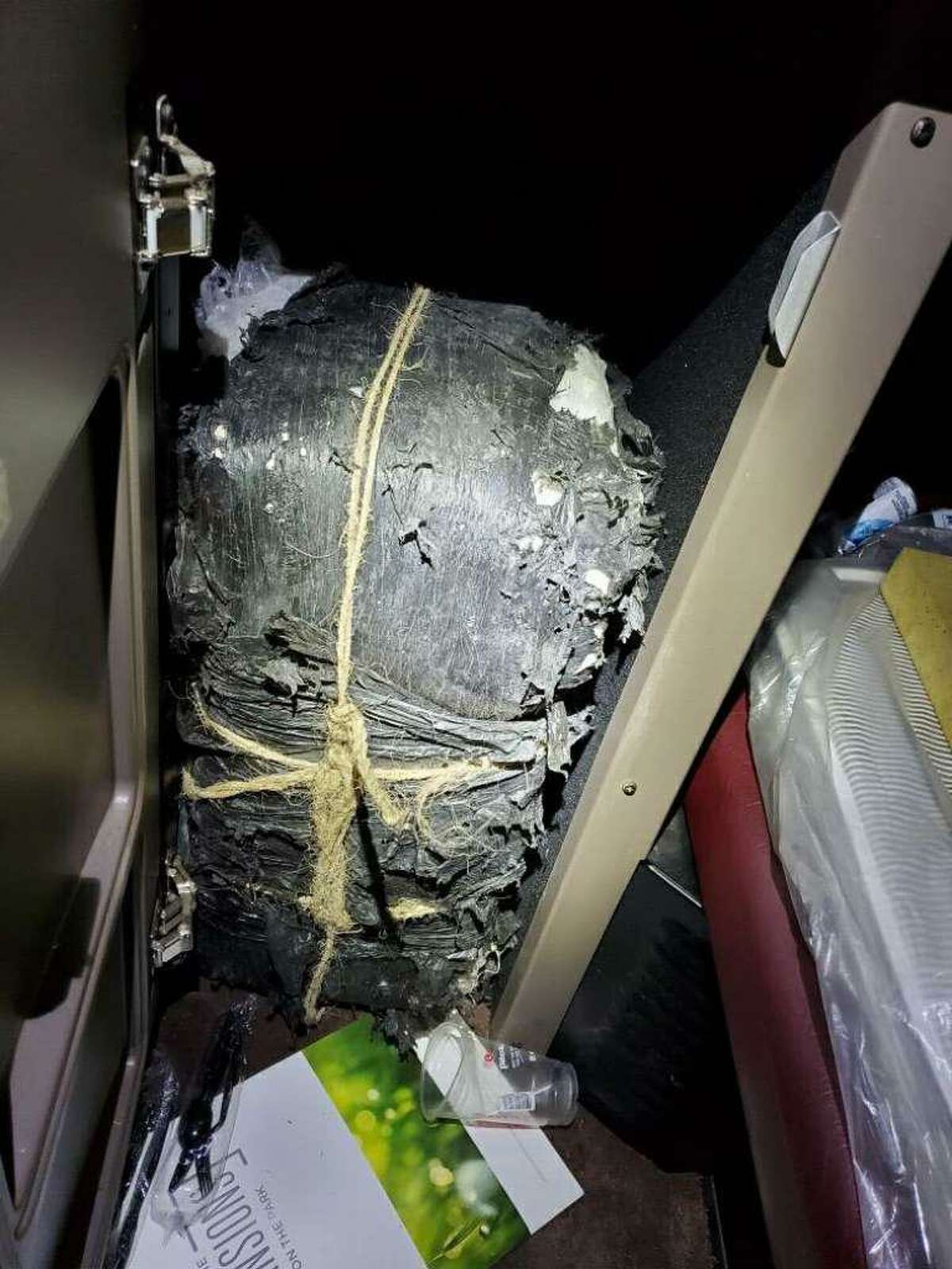 U.S. Border Patrol agents said they found these bundles of marijuana inside the sleeper cab of a tractor-trailer.