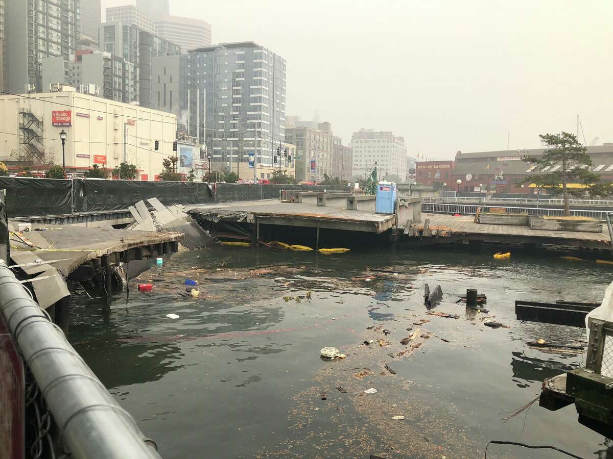 Pier 58 collapsed Sept. 13, 2020. Two construction workers were transported to Harborview Medical Center but didn't have life-threatening injuries, according to a Harborview spokesperson.