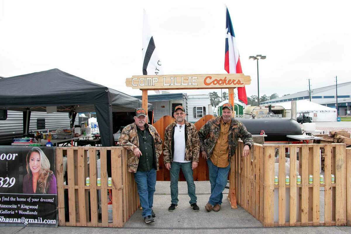 The 74th year of the annual event raises funds to support Humble ISD’s Education Foundation grants for teachers who find new and interactive methods for student development. From left: Tim Davis, Ron Gregory and Jim Bacom stand in front of saloon-style doors at their BBQ Cook-Off site, Camp Lillie Cookers.