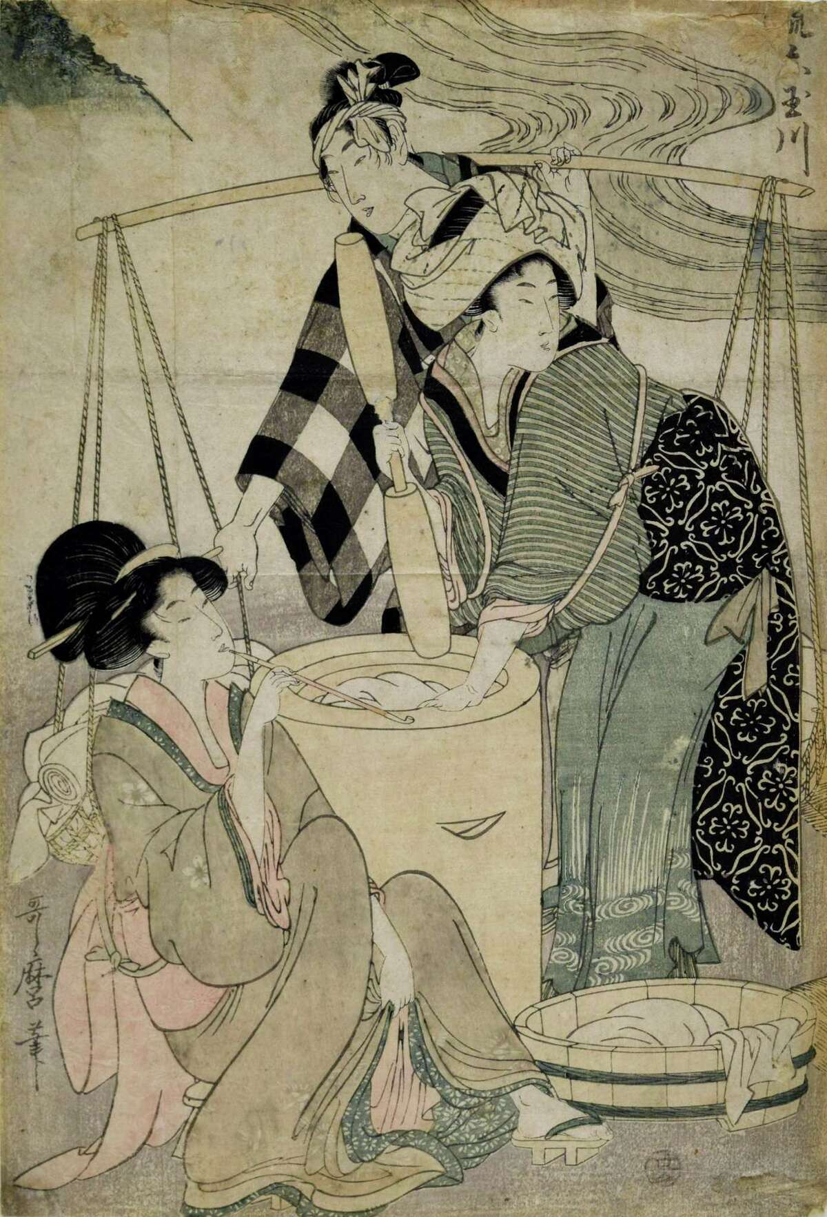Kitagawa Utamaro (Japanese, 1753-1806) Mutamagawa, will be included in the Bruce Museum’s “Floating Beauty” exhibit.