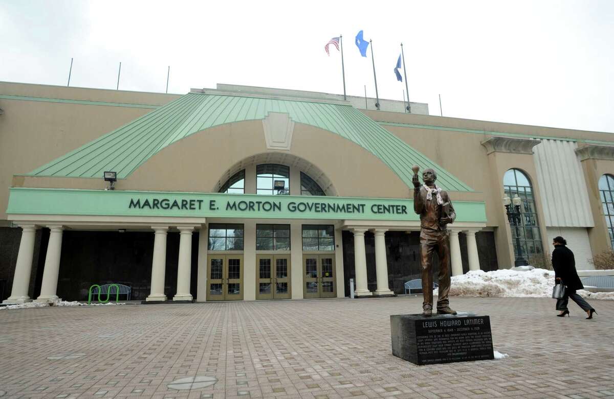 The Lewis Howard Latimer statue in front of the Margaret E. Morton Government Center, 999 Broad St. in Bridgeport, Conn. on Wednesday, Feb. 10, 2016.