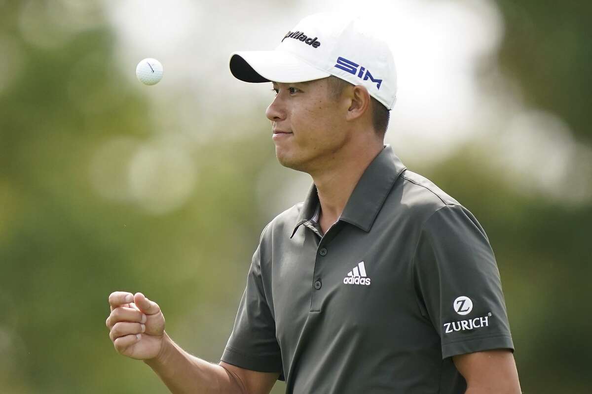 Collin Morikawa walks up to the second tee during practice before the U.S. Open Championship golf tournament at Winged Foot Golf Club, Monday, Sept. 14, 2020, in Mamaroneck, N.Y. (AP Photo/John Minchillo)