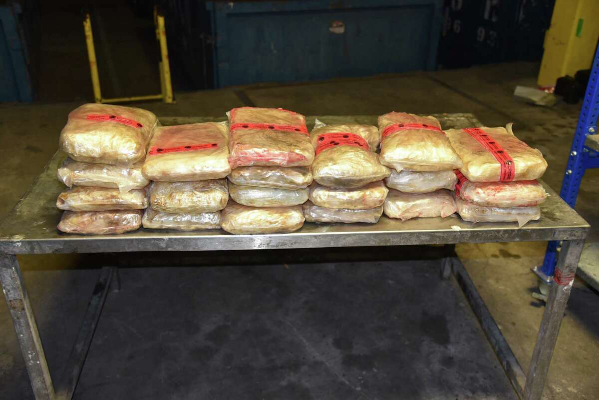 Shown is the 92.99 pounds of meth seized worth more than $1.8 million.