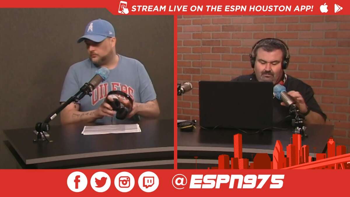 A screenshot from Twitch of Monday's "Late Hits with Patrick Creighton and Jayson Braddock" radio show on 97.5 ESPN Houston.
