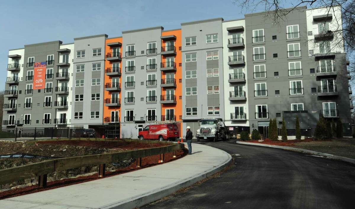 Building & Land Technology construction continues on their development, The Curb, Thursday, January 2, 2018, on Glover Ave. in Norwalk, Conn. The new 235 apartment conplex will hoid an open house Saturday for the first phase of previous Grist Mill Village.