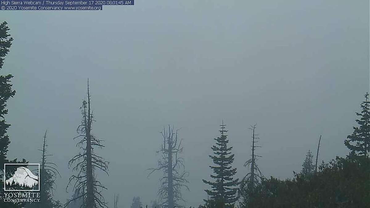 A screenshot taken from Yosemite National Park's "High Sierra" web cam on Thursday, Sept. 17.