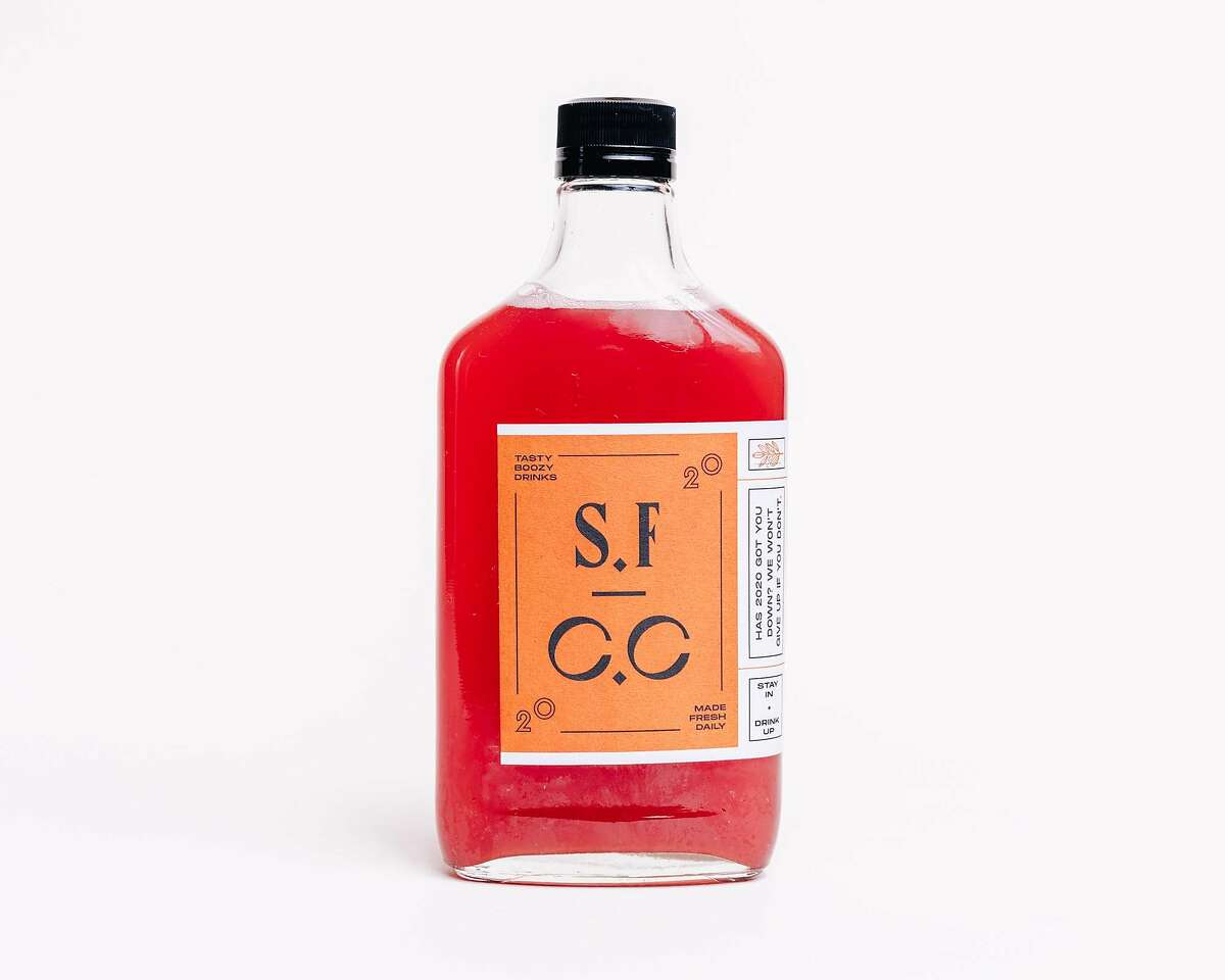 A drink from San Francisco Cocktail Club, a new service that delivers pre-made cocktails from local restaurants to people's homes.