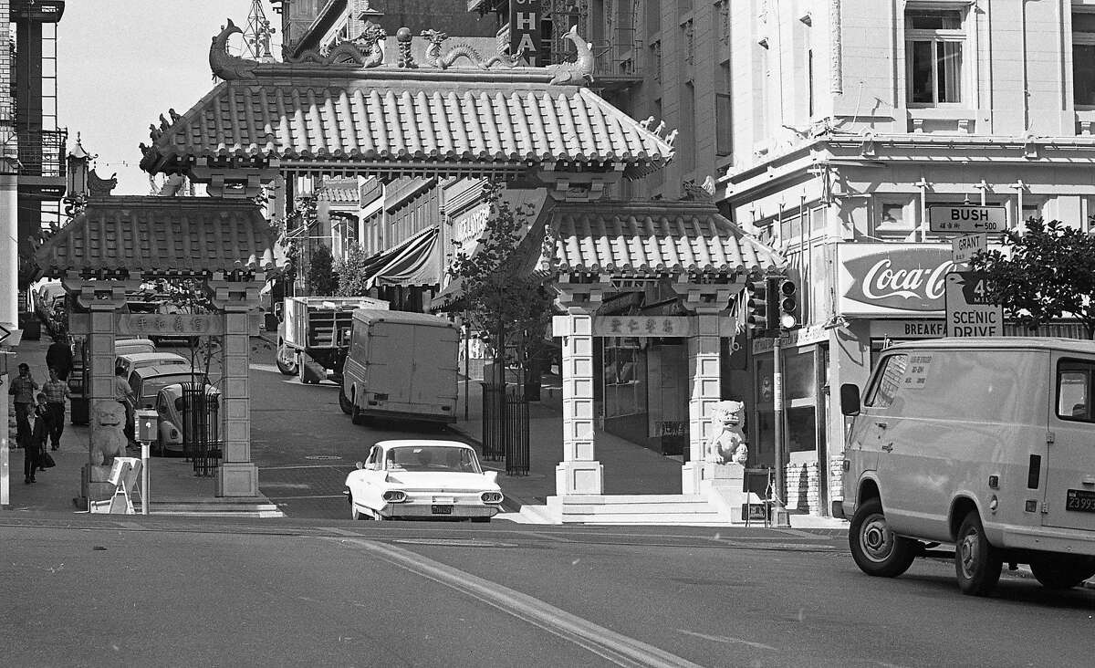 The new Dragon Gate on Grant Avenue and Bush Street is the symbolic entrance to Chinatown. Completed in May 1970, it is seen here Jan. 11, 1971.