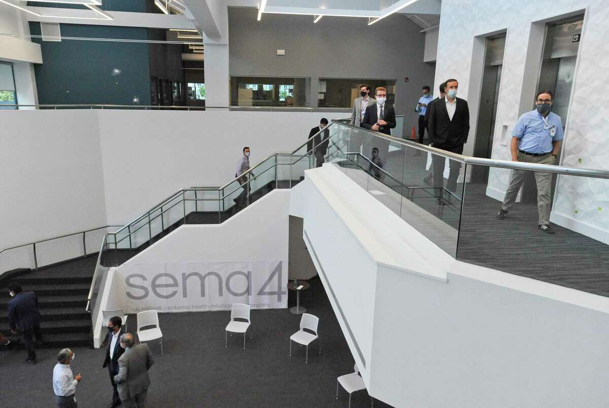 Elected officials toured Sema4's new lab at 62 Southfield Ave., in Stamford, Conn., on Sept. 18, 2020.