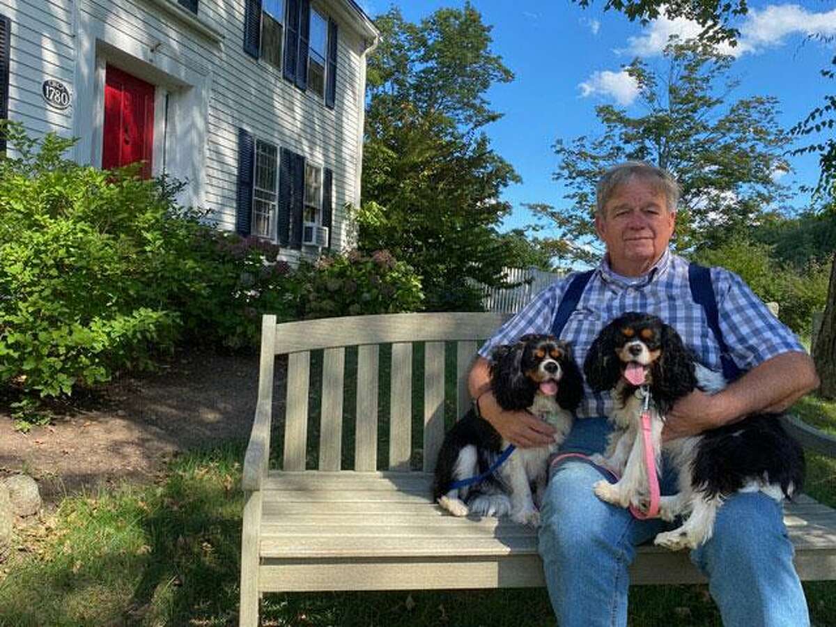 Connecticut's state historian Walter Woodward, shown with his dogs Jasper and Callie, is giving a virtual talk about his new book,