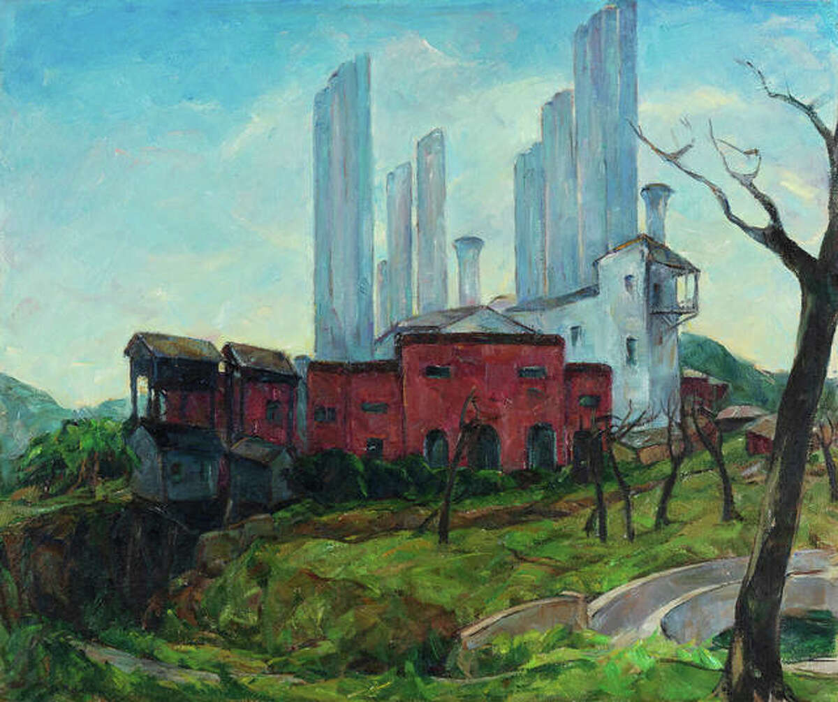 San Antonio Power and Light, an oil on canvas painting by Nellie A. Knopf, will be sold at auction by MacMurray College to help settle the school’s outstanding debt. Fifteen of her paintings will be sold Sept. 30, with more than 40 paintings and drawings from the college’s collection on the auction block Oct. 1.