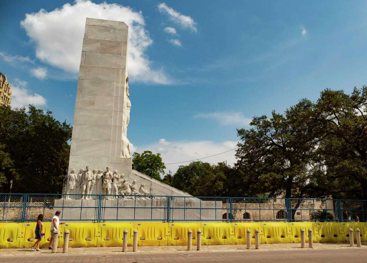 The Cenotaph, which is a memorial to the defenders of the 1836 Battle of the Alamo, might be relocated. It is shown on Thursday, Sept. 17, 2020.