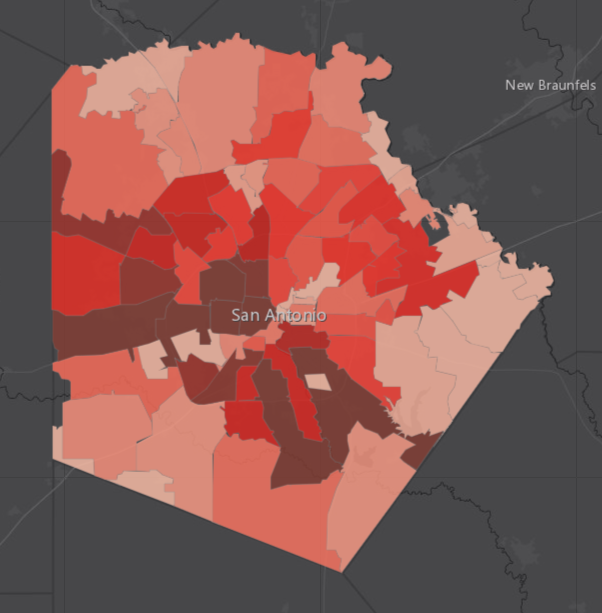Rank The 20 San Antonio ZIP codes with the highest number of COVID19