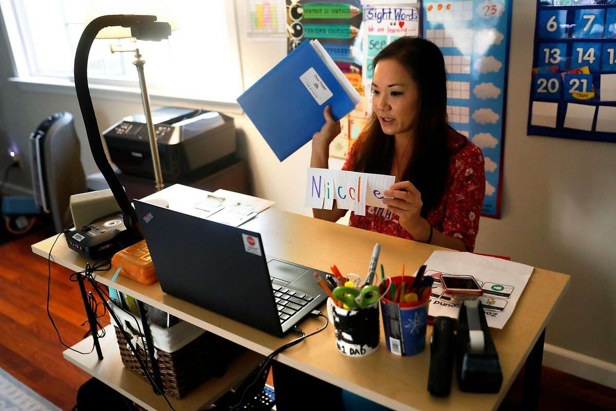 Nicole Tran has taught at Dover Elementary school in San Pablo for 15 years. This year she’s teaching “Generation Zoom” from her Pleasant Hill home.