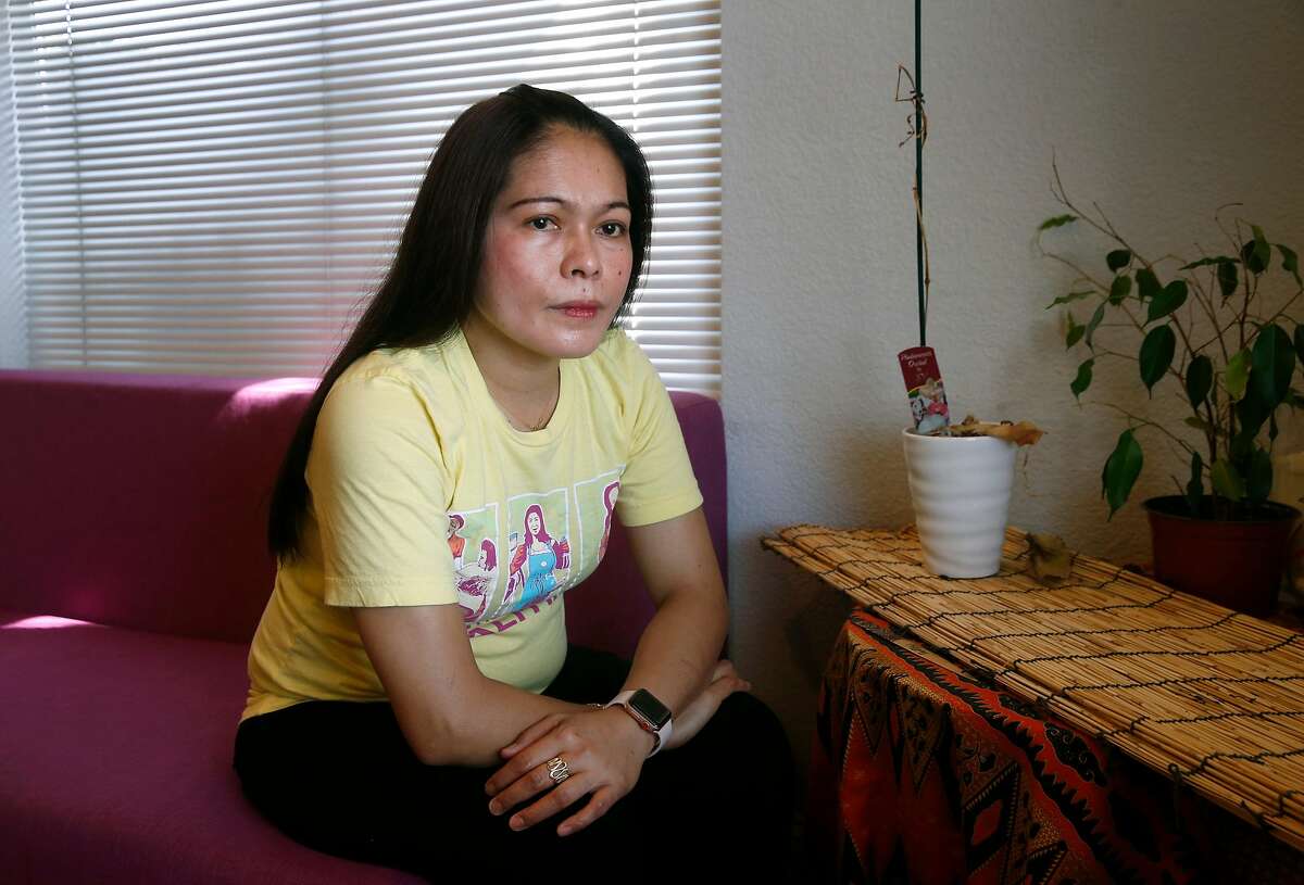Cristina Ragas is seen at the Filipino Adovocates for Justice office in Union City, Calif. on Saturday, Sept. 19, 2020. Ragas, who works as a nanny, house cleaner and caregiver, is hoping Gov. Newsom will sign a bill into law providing Cal-OSHA protection for domestic workers.