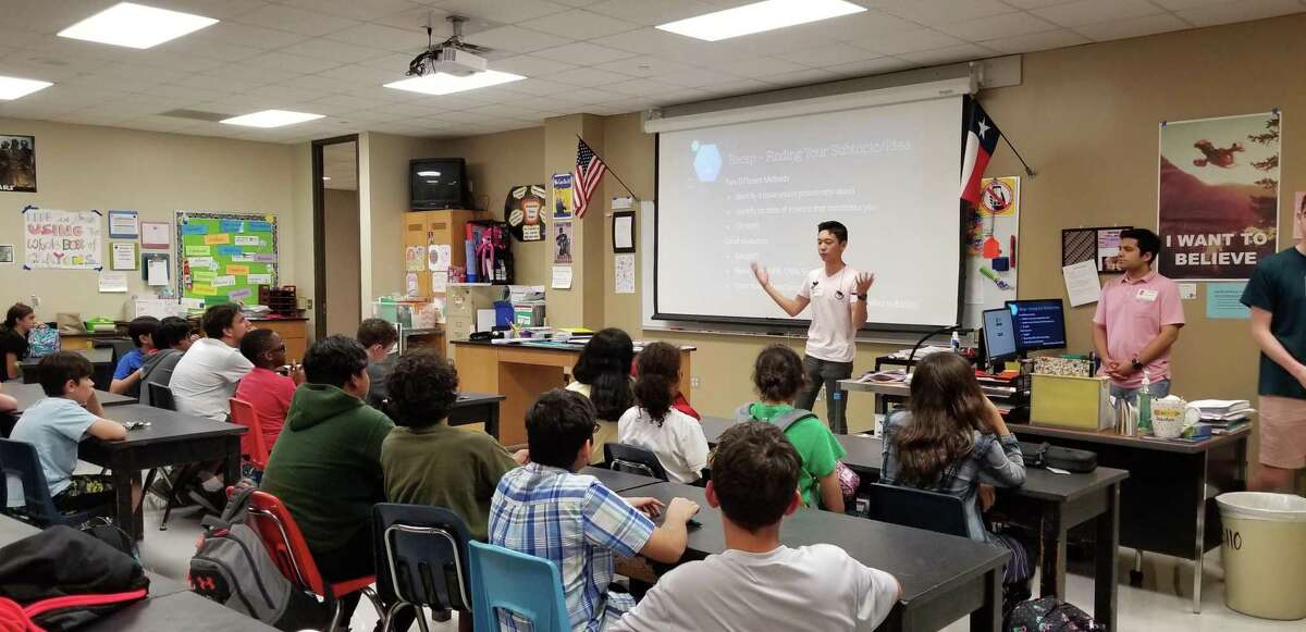 Teach 2 Learn, a student-led group in Conroe ISD, was created to give younger students opportunities to explore their passions. Pictured, current president of T2L, Alex Deng, a senior at College Park HIgh School, leads a workshop. Because of the COVID-19 pandemic, T2L has moved all of their workshops online.