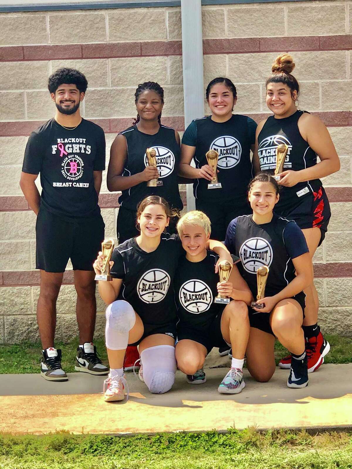 Blackout went 3-0 over the weekend to win the September Showcase Basketball Tournament in San Antonio. Pictured in the back row are coach Matthew Duron, Genesis De La Cruz, Sophia Villalobos and Melanie Duron, and in the front are Evelyn Quiroz, Dezerae De La Garza and Kayla Herrera.