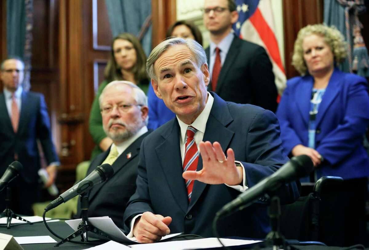 Governor Greg Abbott speaks at the state capitol concerning the latest developments statewide in the coronavirus issue on March. 13, 2020.