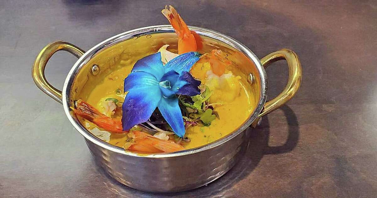 The recently opened Curry & Hurry restaurant at 1340 East Putnam Ave. in Greenwich offers nearly 40 entrees including shrimp mango curry. Manyof the dishes that are favored with a combination of spices or herbs, usually including ground turmeric, cumin, coriander, ginger, and fresh or dried chilies.