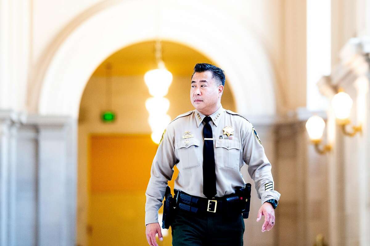 San Francisco Sheriff Paul Miyamoto walks through San Francisco City Hall on Friday, Aug. 7, 2020. Miyamoto is opposed to a key portion of a San Francisco’s Proposition D that would create a new agency to investigate the Sheriff’s Department. Miyamoto believes the city’s current policies are sufficient.