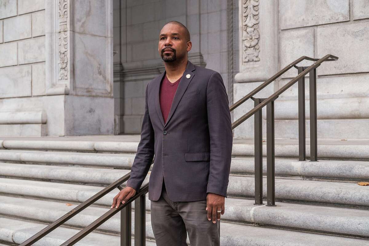 Supervisor Shamann Walton poses for a photograph in San Francisco on Monday, September 14, 2020. Walton is the author of the city’s Proposition D, a measure he believes is needed to increase oversight and accountability of the San Francisco Sheriff’s Department.