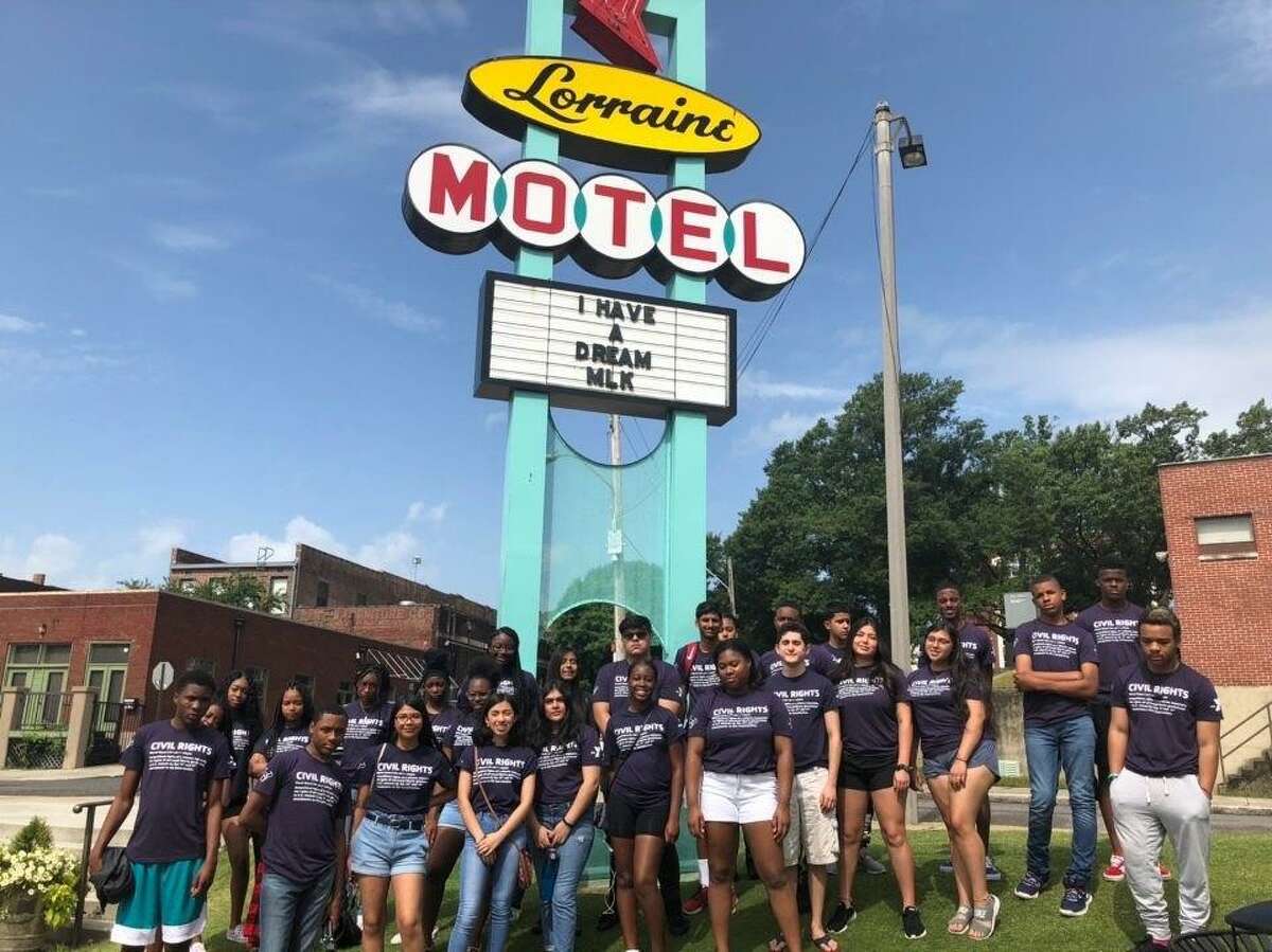 In 2019, students visit the National Civil Rights Museum at the Lorraine Motel in Memphis, Tennessee, as a part of a YMCA of Greater Houston Freedom Tour.