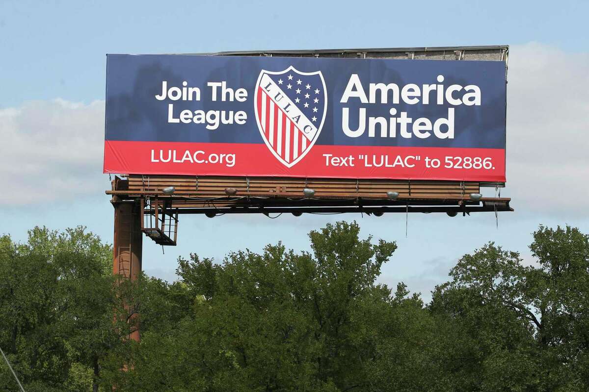 A LULAC billboard occupies the space Thursday where previously a controversial message had been posted.