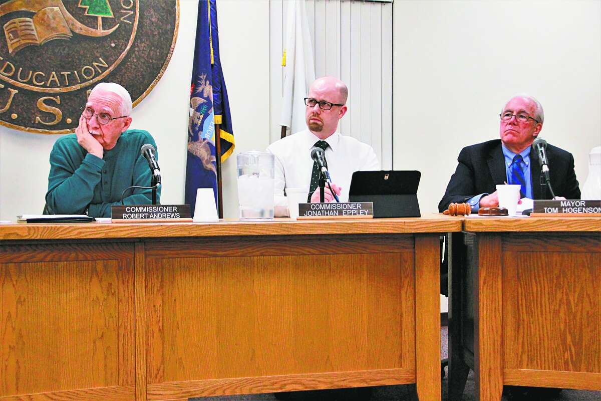 In this file photo, (from left) Big Rapids City Commissioners Robert Andrews and Jonathan Eppley are pictured sitting beside Mayor Tom Hogenson. During this week's city commission meeting, Eppley and Hogenson voiced concerns about some things they've seen and heard recently in the area.