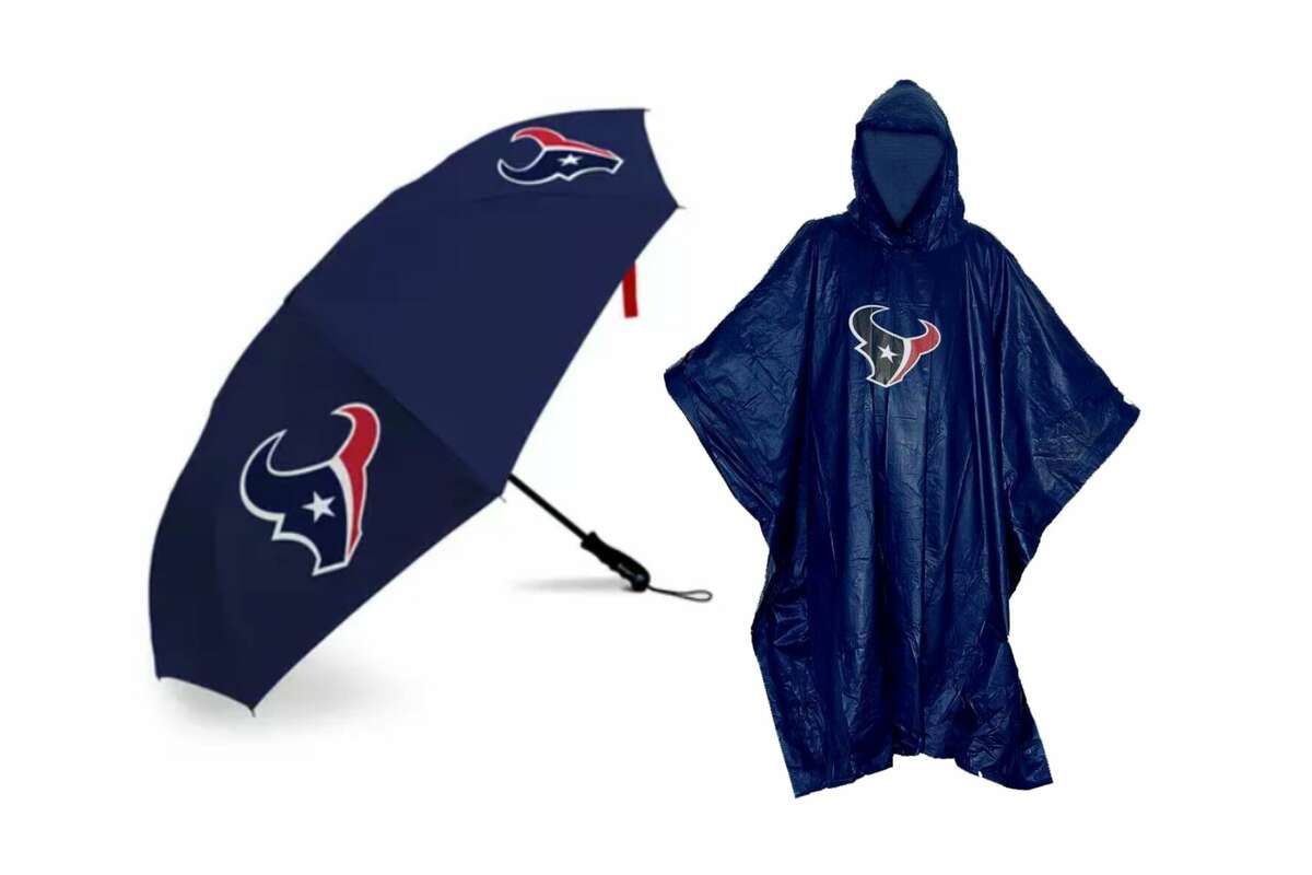 Show off your team spirit with this Texans-themed rain gear.