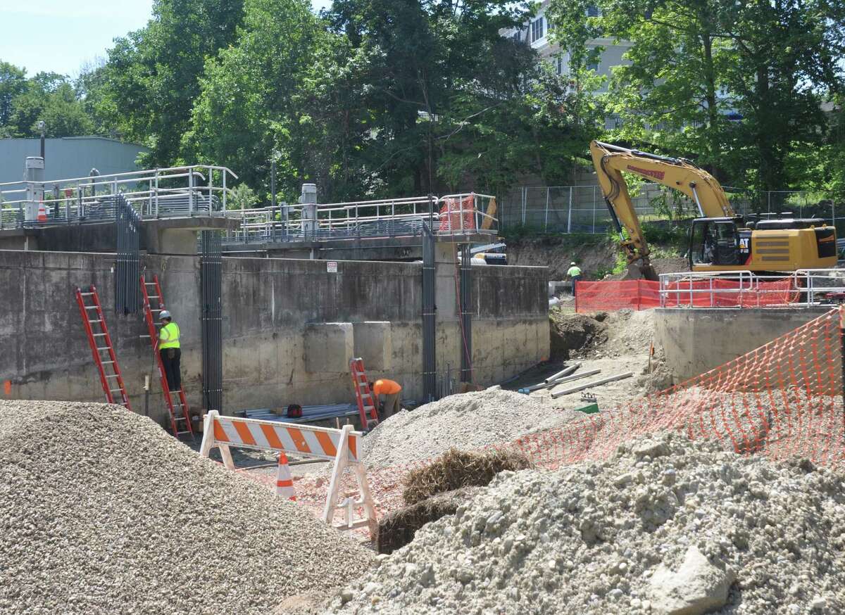 Work at the South Street sewer plant renovation project has mostly continued this summer, with one week in late August lost after a worker tested positive for COVID-19.