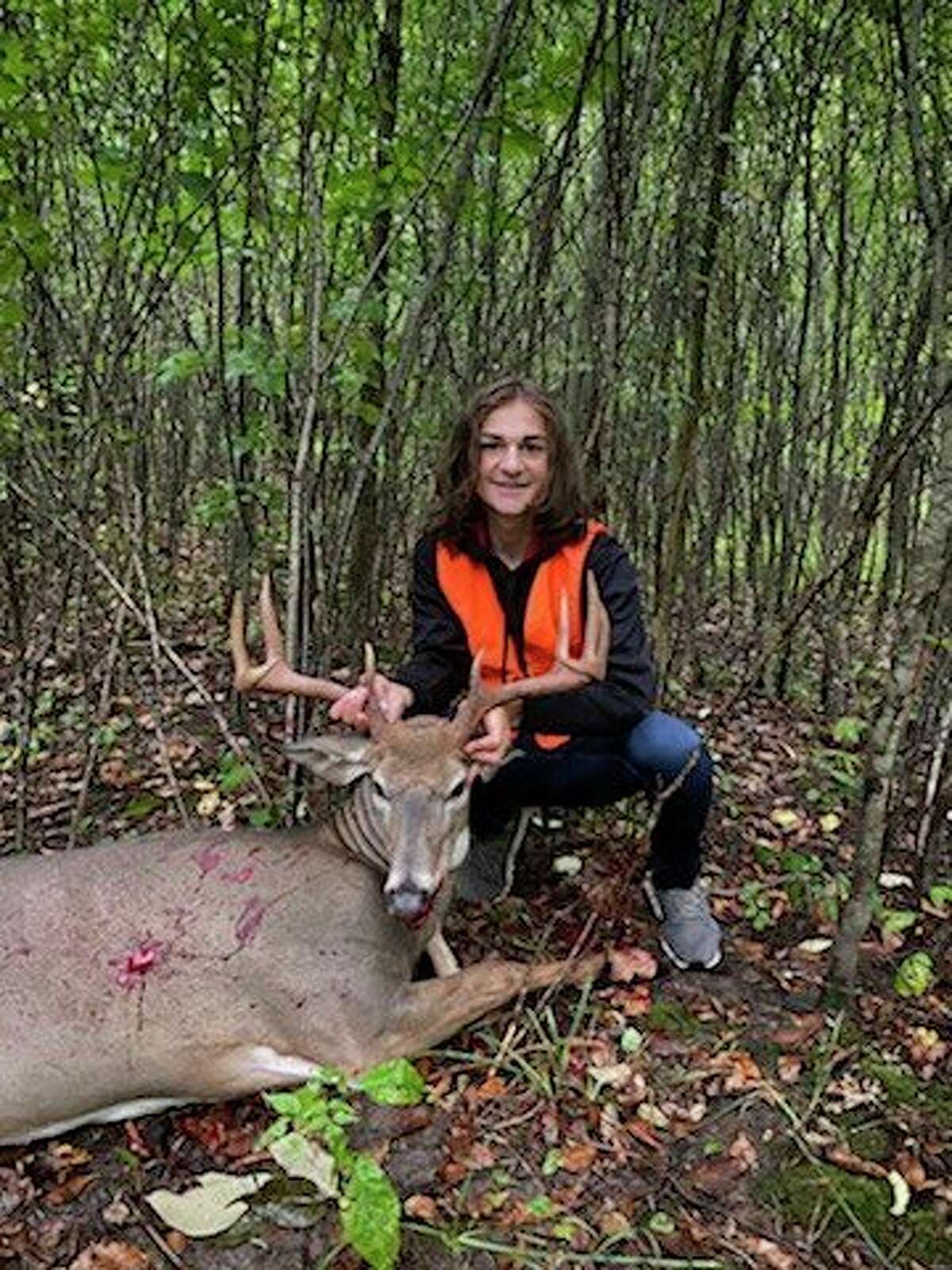 Logan Fuller, 14, from Big Rapids, shot this 9-point with a 20-inch spread early Saturday morning Sept. 12 in the youth hunt in Grant Center. (Courtesy photo)