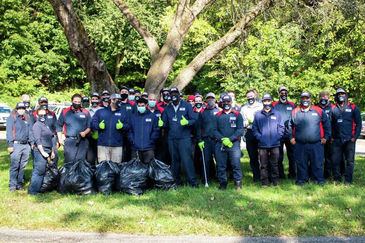 Some 50 Fox Pest Control Pest pro technicians visited Shelton Sept. 23, picking up litter from Southbank Park and the Sunnyside Boat Ramp as part of the company’s annual service project.