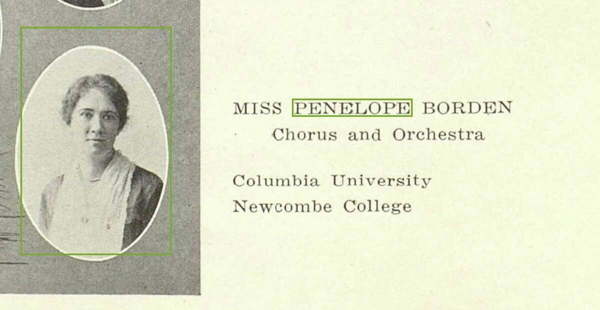 Penelope "Nellie" Borden is shown in La Retama, the yearbook of Brackenridge High School, where she served as music director for almost a decade around the 1920s. At the time, she also was music editor at the San Antonio Express.