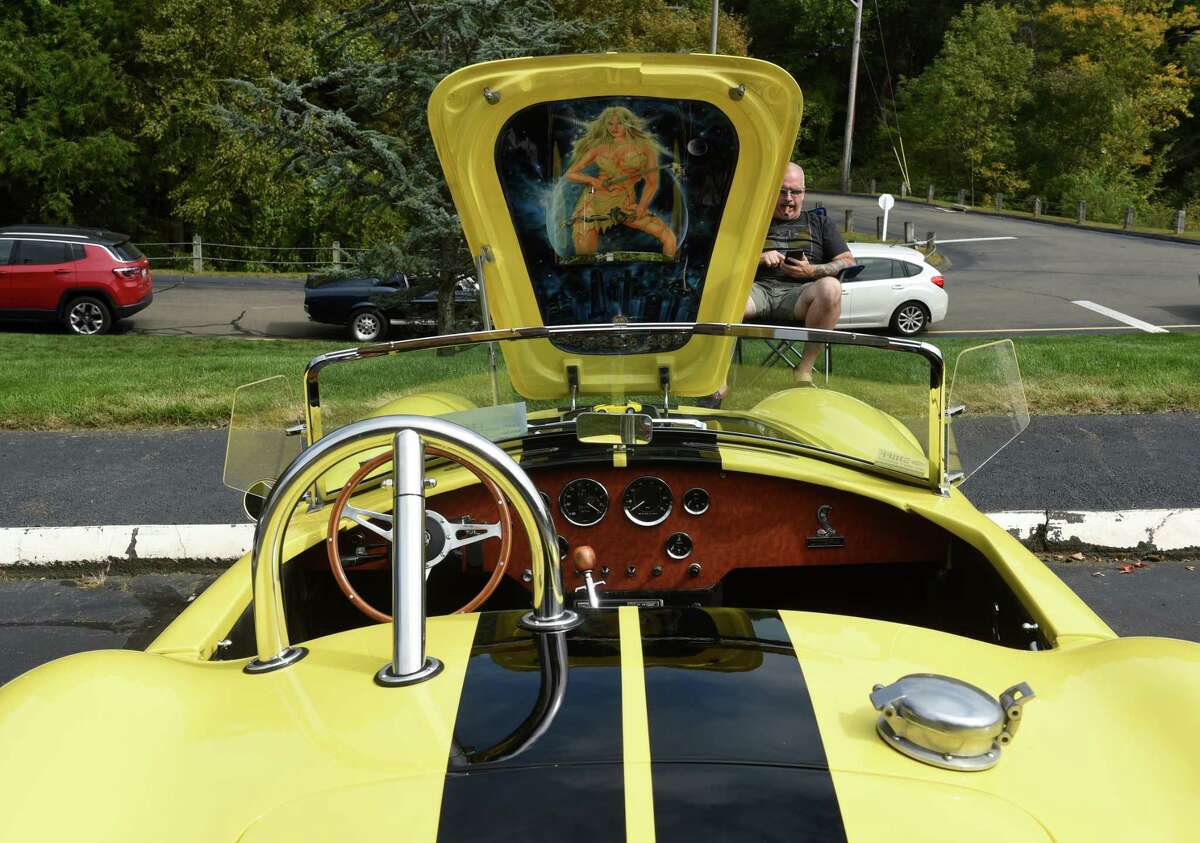 A 1967 Shelby Cobra on display at a classic car show at Evergreen Woods in Branford on September 26, 2020.