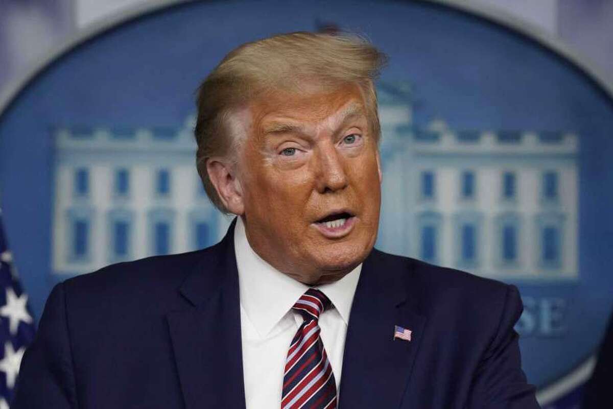 President Donald Trump speaking during a news conference at the White House, Sunday, Sept. 27, 2020, in Washington.