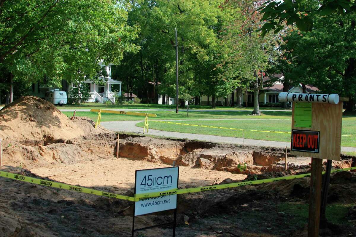 Ground was broken recently on new bathroom facilities at Market Square Park in Frankfort. (Photo/Colin Merry)