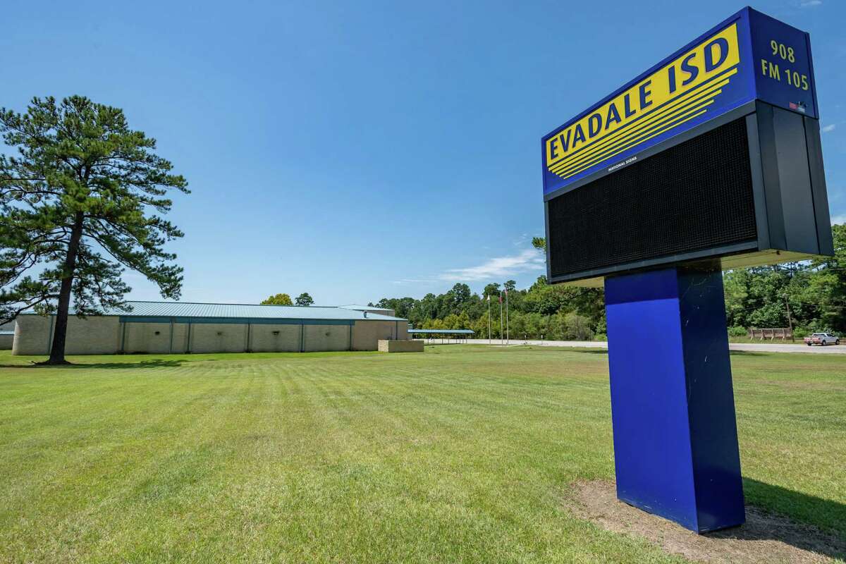 The Evadale ISD sign stands outside the high school campus. The Evadale Independent School District closed all campuses Tuesday due to a student testing postive for the coronavirus. Photo made on August 18, 2020. Fran Ruchalski/The Enterprise