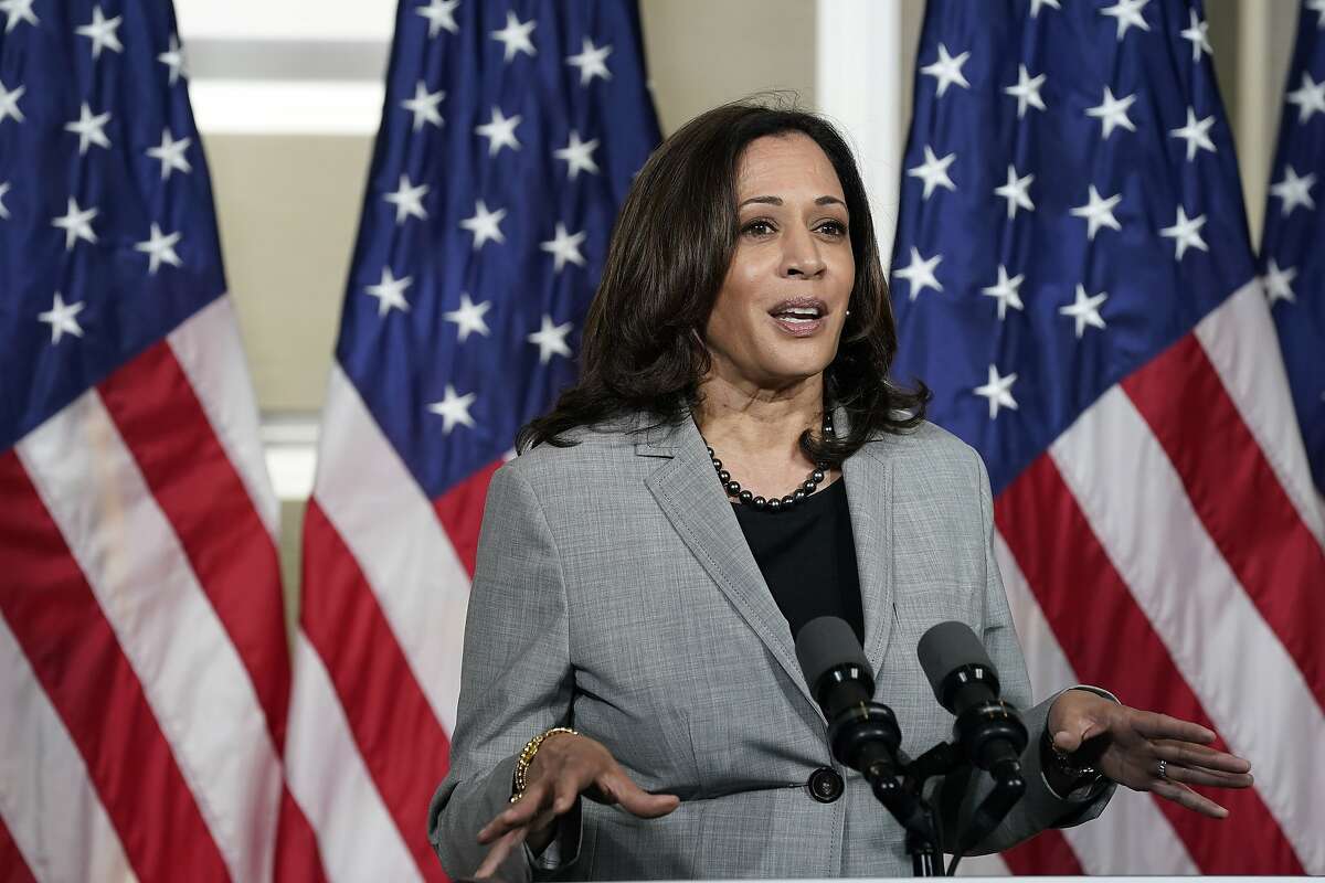 Democratic vice presidential nominee, Sen. Kamala Harris, D-Calif., delivers remarks at Shaw University in Raleigh, N.C., on Monday.