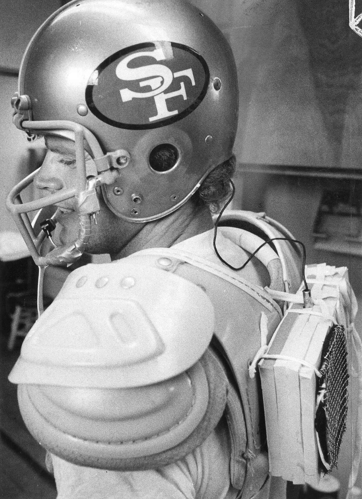 49ers quarterback Steve DeBerg would have to use a special microphone so his teammates could hear him in a Sept. 14, 1980, game against the Cardinals.