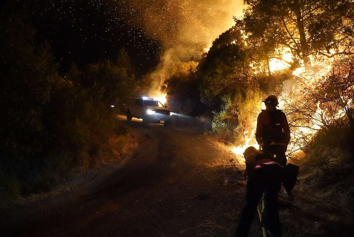 Firefighter strike forces fighting the Glass fire on Sunday, Sept. 27, 2020 in Calistoga, Calif.