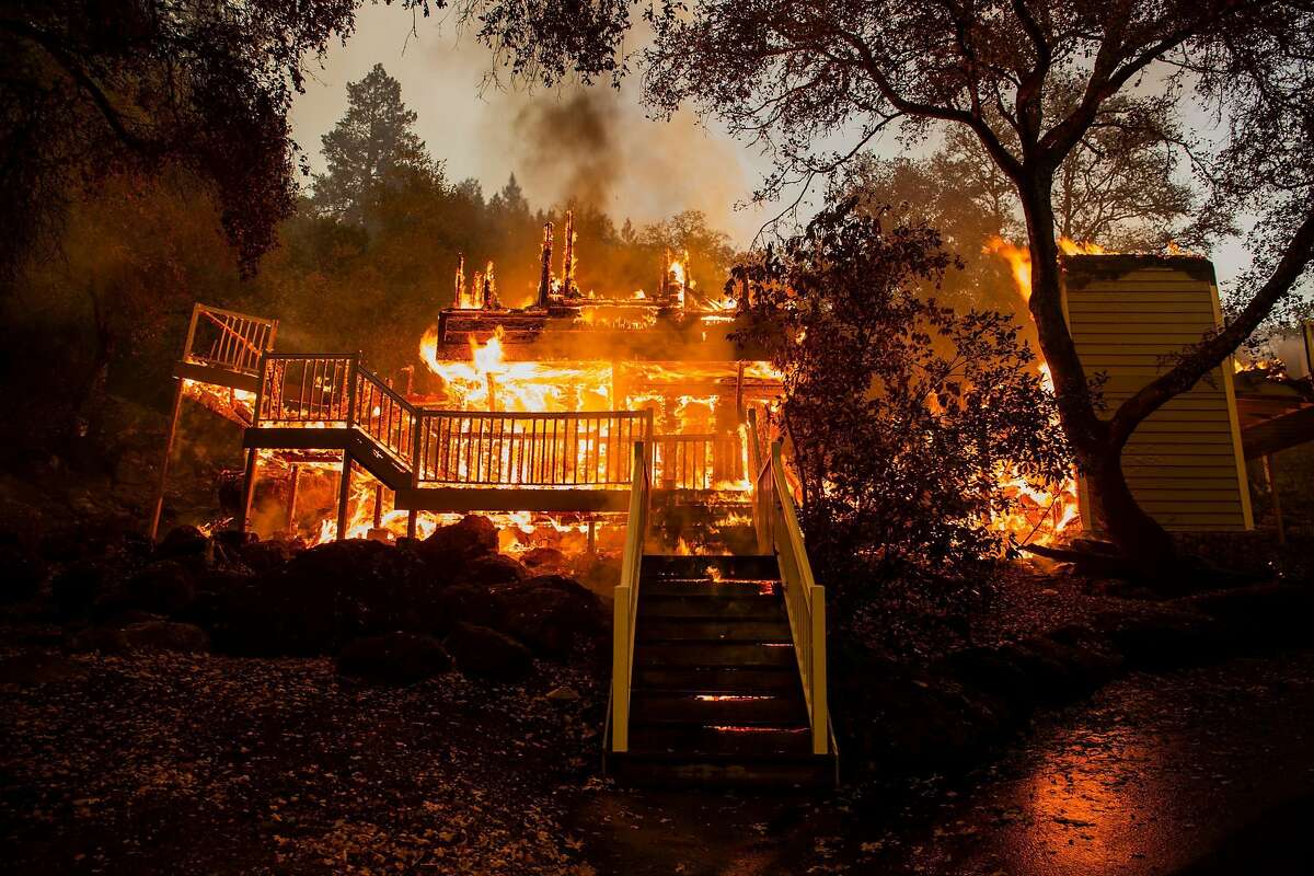 One of the many structures that burned after the Glass Fire ripped through the Meadowood resort in St. Helena Monday.