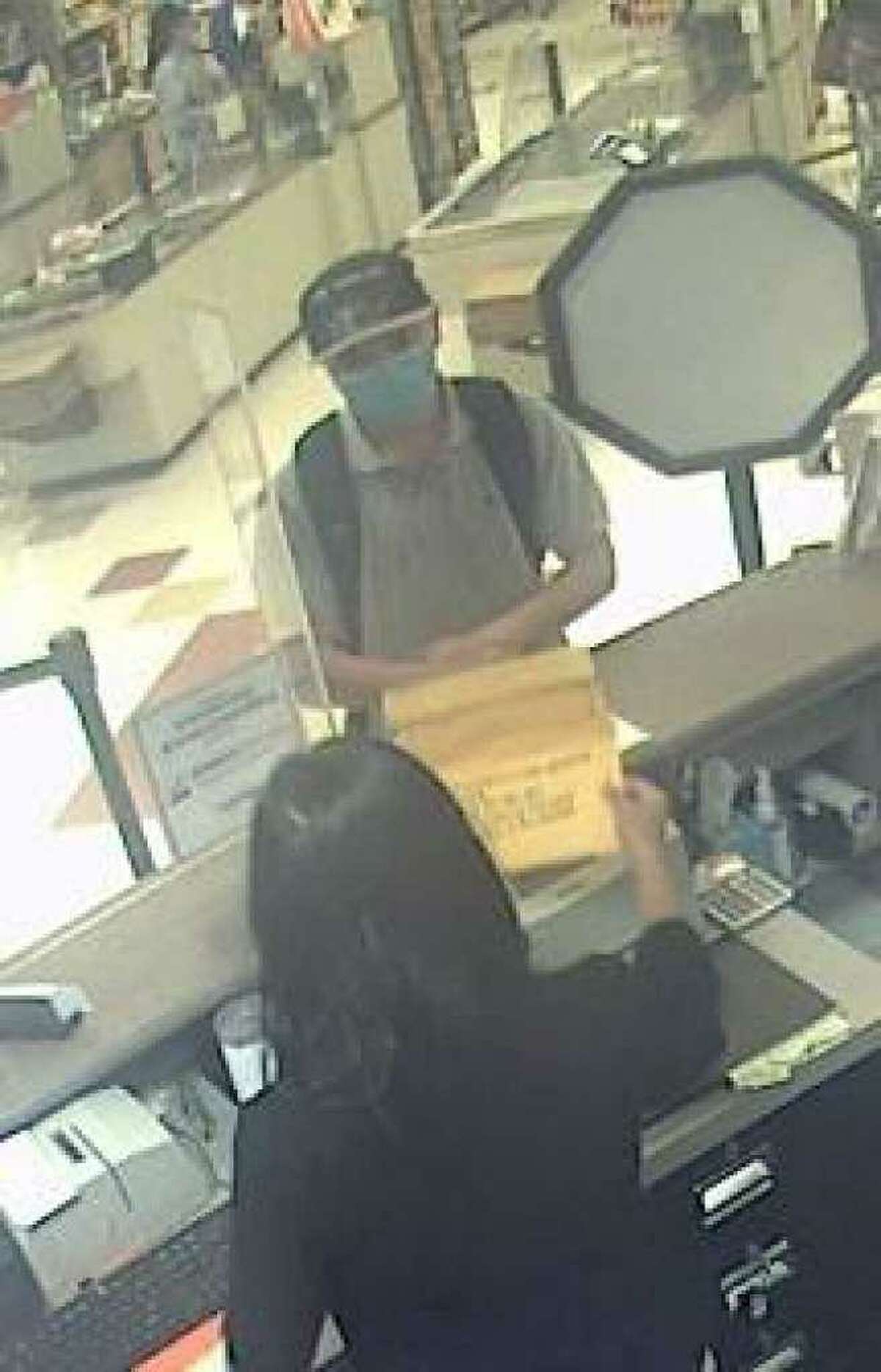 Police say the individual in this photo robbed the People’s Bank inside Stop & Shop on Main Avenue in Norwalk, Conn., on Monday, Sept. 28, 2020.